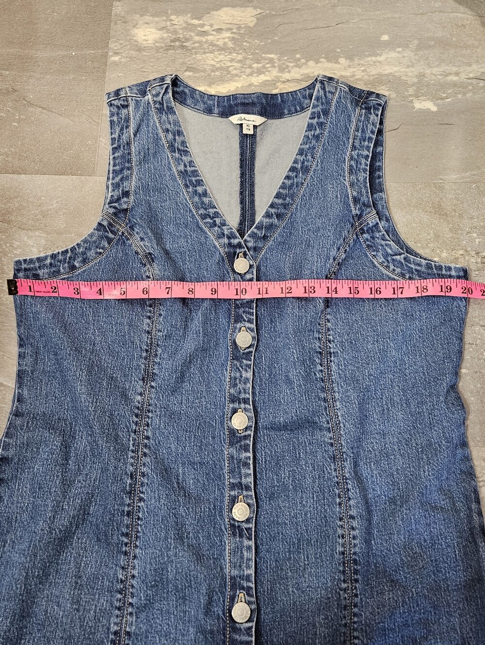 NWOT Reitmans Sleeveless Buttoned-Down Denim Mini Dress. Blue. V Neck. XL. - Picture 4 of 9